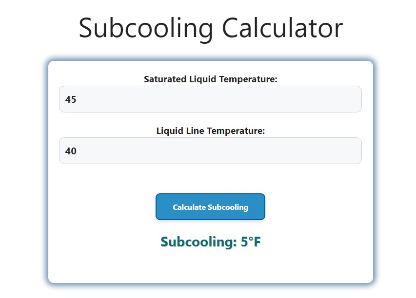 Subcooling Calculator Savvy Calculator