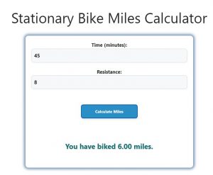 Stationary Bike Miles Calculator