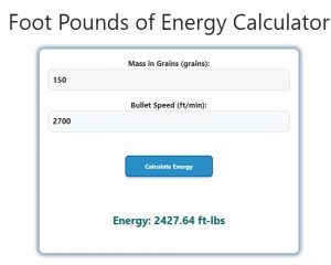 Foot Pounds of Energy Calculator