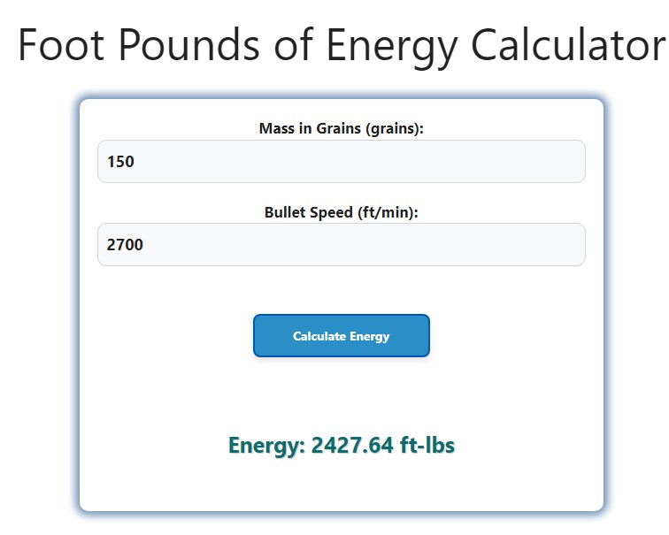 Foot Pounds Of Energy Calculator Savvy Calculator