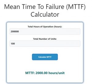 Mean Time To Failure (MTTF) Calculator