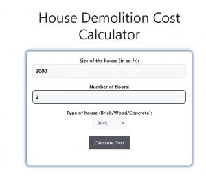 House Demolition Cost Calculator