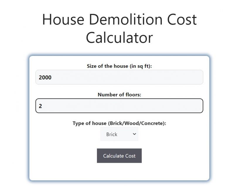 House Demolition Cost Calculator - Savvy Calculator