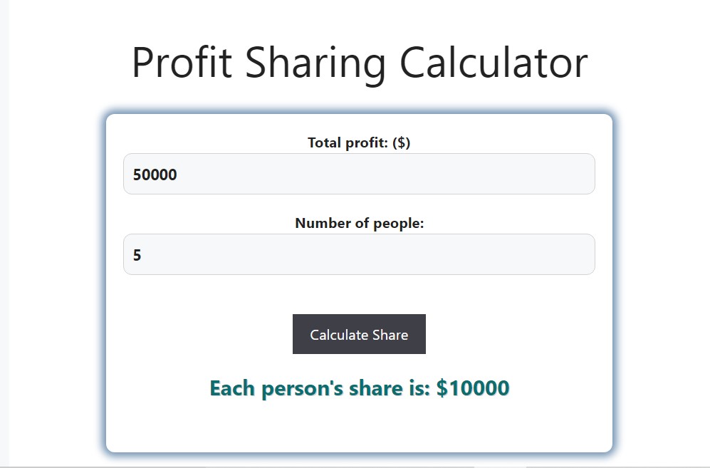 Profit Sharing Calculator Savvy Calculator