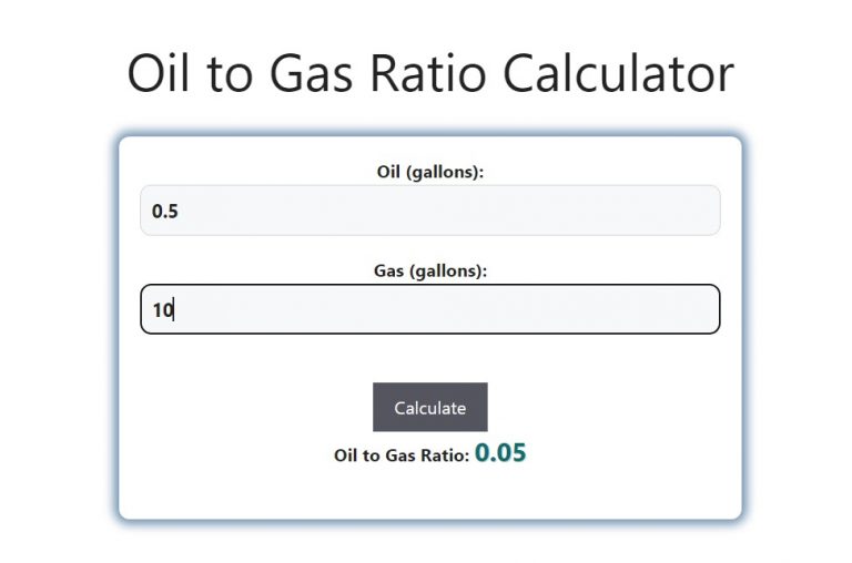 Oil to Gas Ratio Calculator - Savvy Calculator