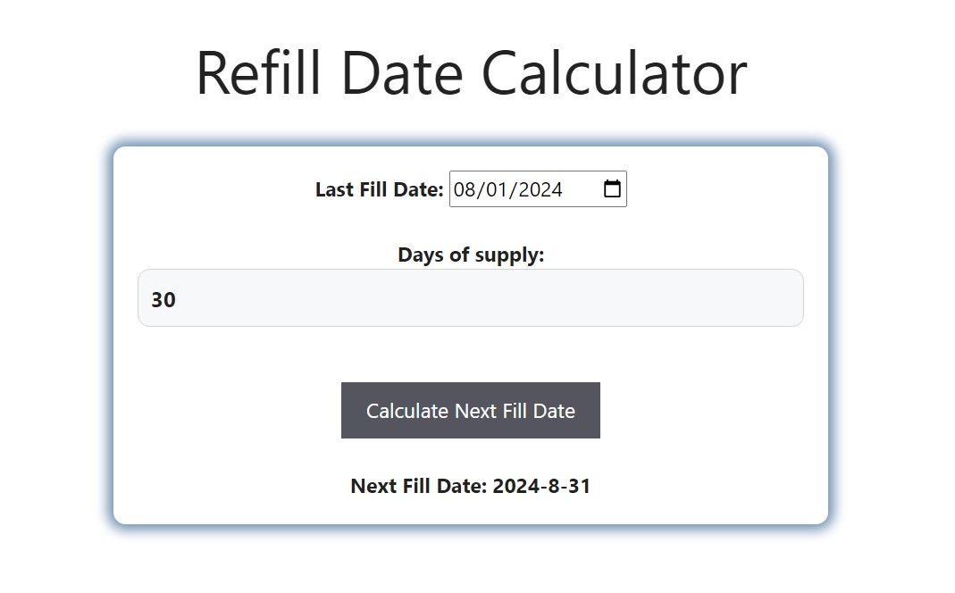 Refill Date Calculator Savvy Calculator