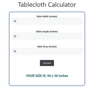 Tablecloth Calculator