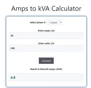 Amps to kVA Calculator