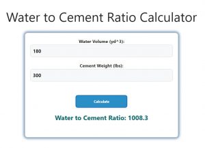 Water to Cement Ratio Calculator