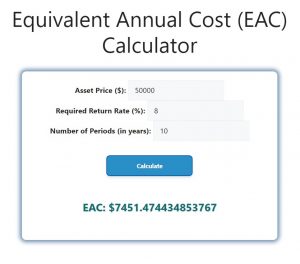 Equivalent Annual Cost (EAC) Calculator