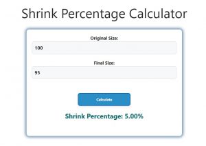 Shrink Percentage Calculator