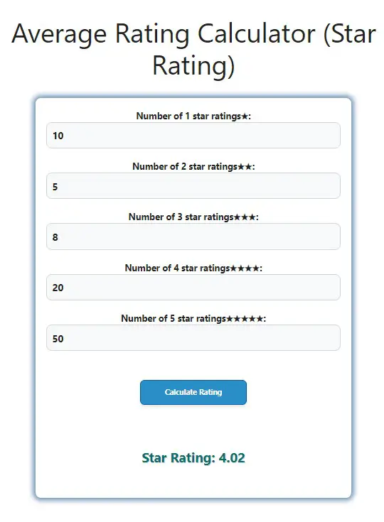 Star Rating Calculator Savvy Calculator star-rating-calculator-savvy-calculator