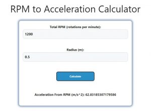 RPM to Acceleration Calculator