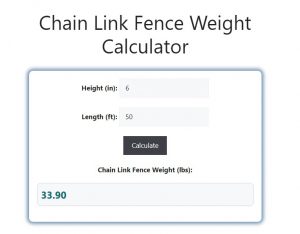 Chain Link Fence Weight Calculator