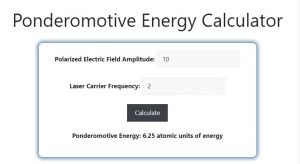 Ponderomotive Energy Calculator