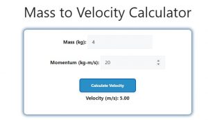 Mass to Velocity Calculator