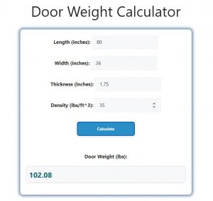 Door Weight Calculator