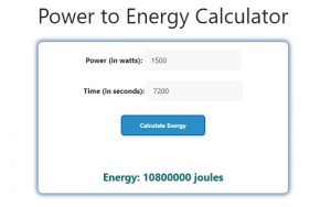 Power to Energy Calculator