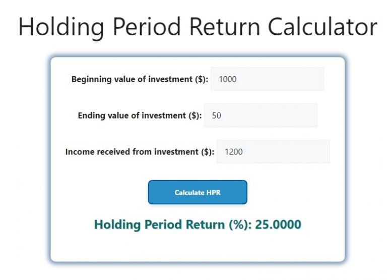 Holding Period Return Calculator Savvy Calculator