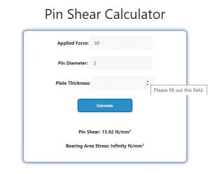 Pin Shear Calculator