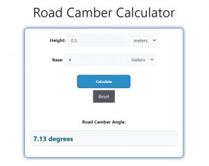 Road Camber Calculator