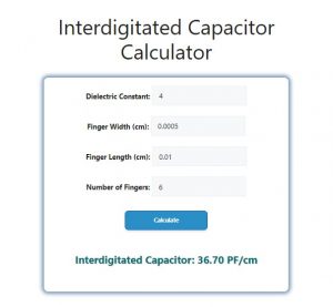 Interdigitated Capacitor Calculator