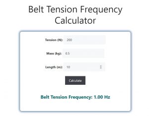 Belt Tension Frequency Calculator