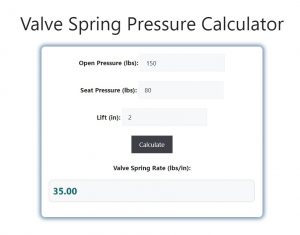 Valve Spring Pressure Calculator