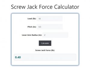 Screw Jack Force Calculator