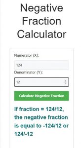 Negative Fraction Calculator