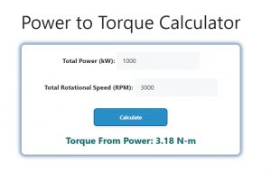 Power to Torque Calculator