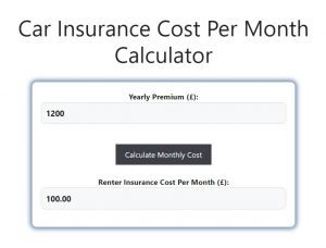 Car Insurance Cost Per Month Calculator