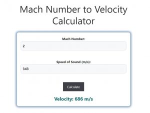 Mach Number to Velocity Calculator