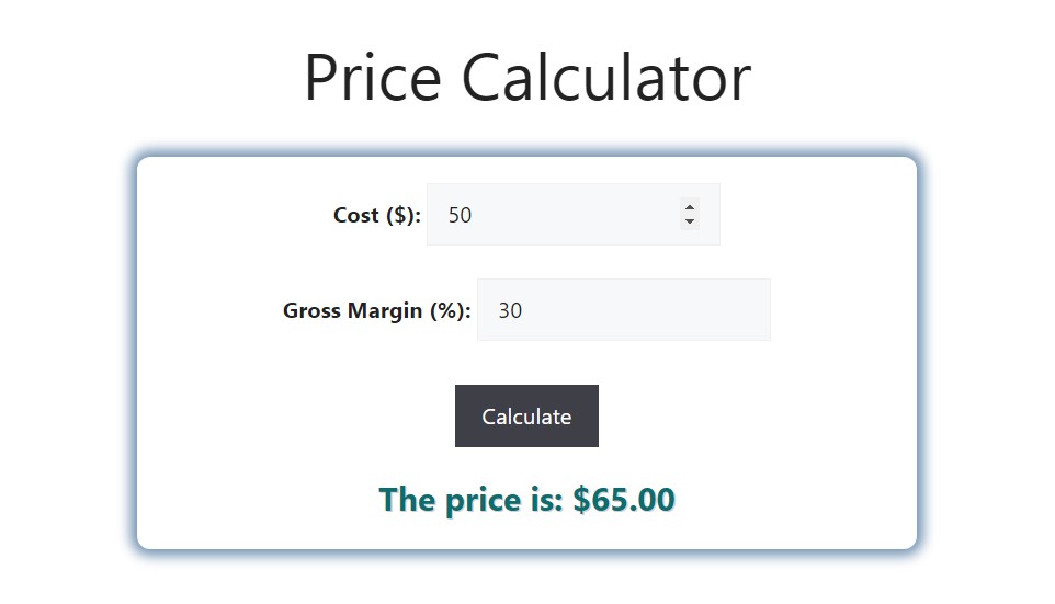 price of product calculator