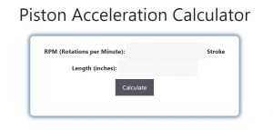 Piston Acceleration Calculator