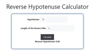 Reverse Hypotenuse Calculator