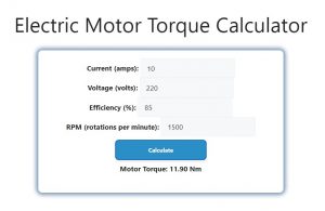 Electric Motor Torque Calculator