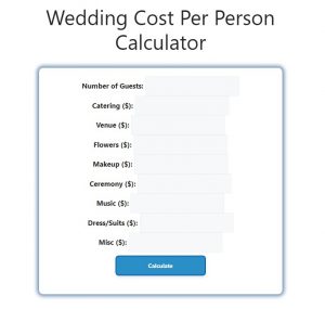 Wedding Cost Per Person Calculator