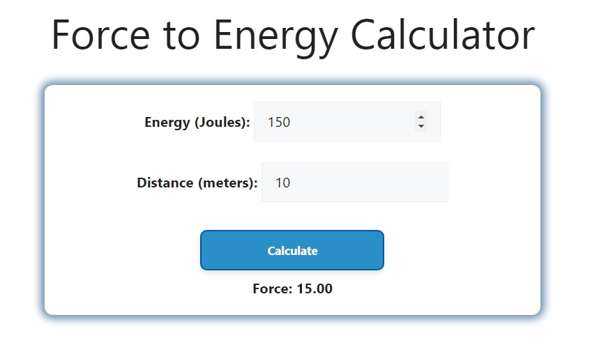 Force To Energy Calculator Savvy Calculator