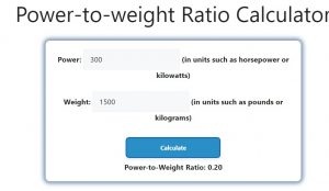 Power-to-weight Ratio Calculator