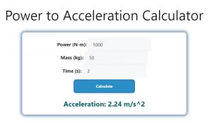 Power to Acceleration Calculator