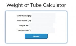 Weight of Tube Calculator