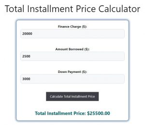 Total Installment Price Calculator