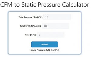 CFM to Static Pressure Calculator