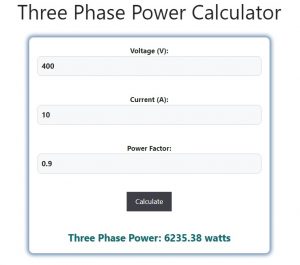 Three Phase Power Calculator