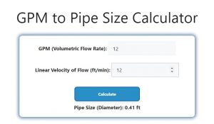 GPM to Pipe Size Calculator