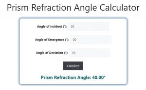 Prism Refraction Angle Calculator