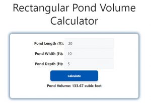 Rectangular Pond Volume Calculator