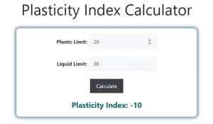 Plasticity Index Calculator