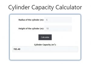 Cylinder Capacity Calculator